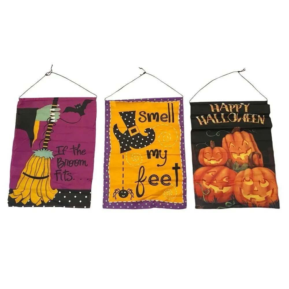 Lot Of 3 Halloween Hanging Home Sign Decor Halloween Decorations Fall